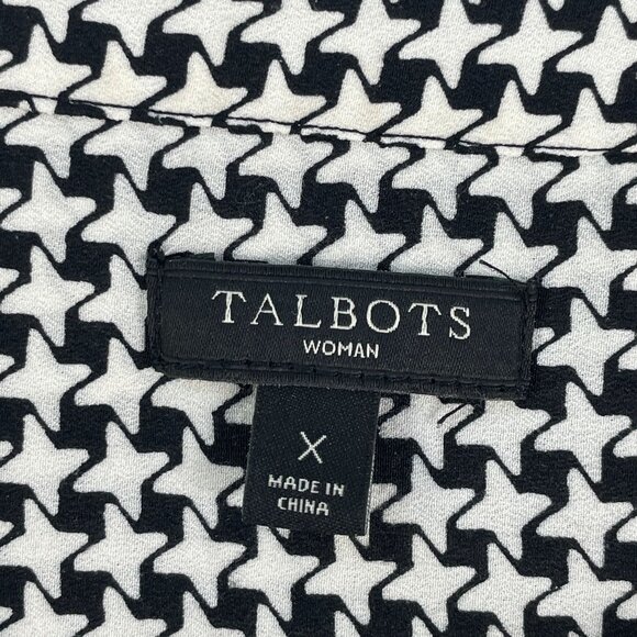 Talbots Womens Plus X Houndstooth Tunic Top Long Sleeve Black White Shirt Blouse - Picture 3 of 9